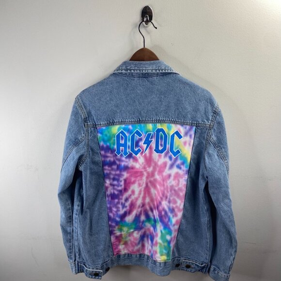 AC/DC Denim Jacket Back Tie Dye Detail - Picture 6 of 8